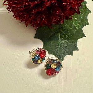 Dana Buchman multicolor  Swarowski Cluster earrings